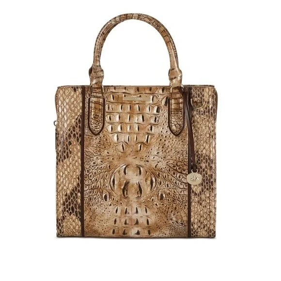 NWT BRAHMIN Caroline Cashew Cooper Croc- Embossed Genuine Leather‎ Satchel - Picture 3 of 16